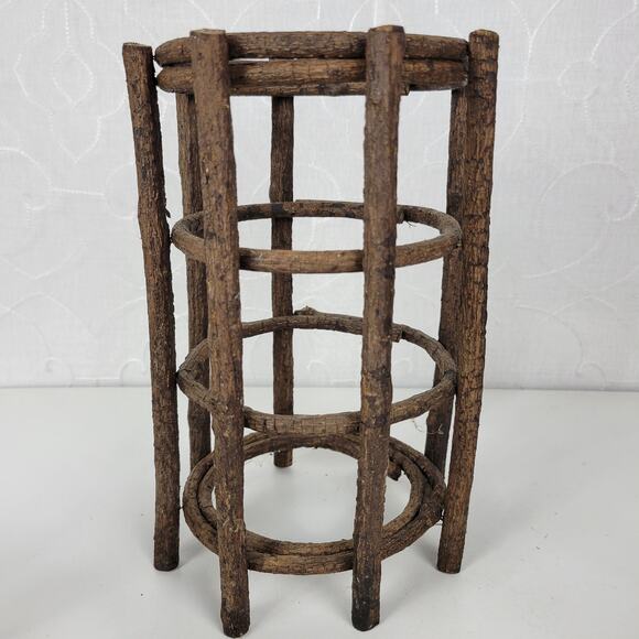 VINTAGE Handmade Candle Holders Brown Primitive Wooden Stick Home Decor Set of 3 - Picture 11 of 15